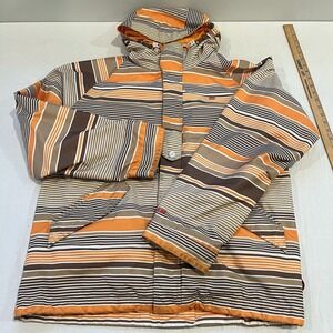 Foursquare Snowboard Jacket 5k Shell System Mens SM Lined Hooded Zip ORANGE